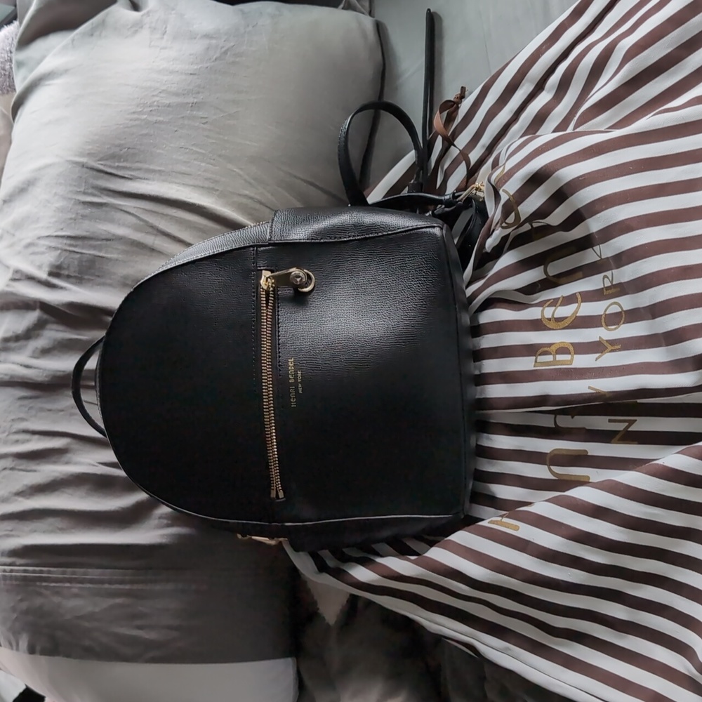 USED - Henri Bendel W57th Leather Backpack in BLACK